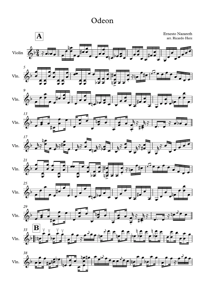 Primeira página da partitura Odeon