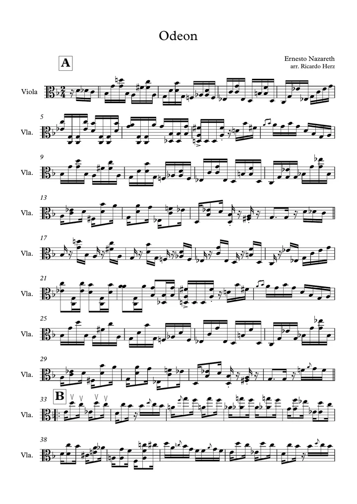 Primeira página da partitura Odeon