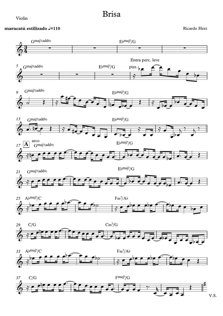 Primeira página da partitura Brisa