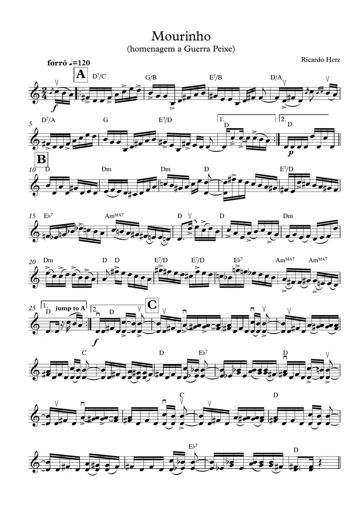 Primeira página da partitura Mourinho