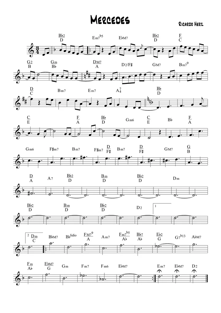 Primeira página da partitura Mercedes