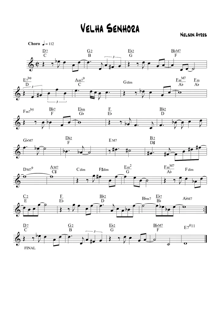 Primeira página da partitura Velha Senhora