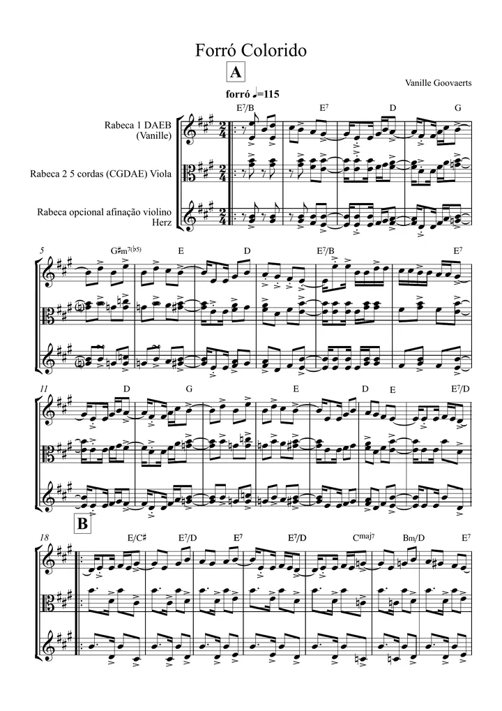 Primeira página da partitura Forró Colorido