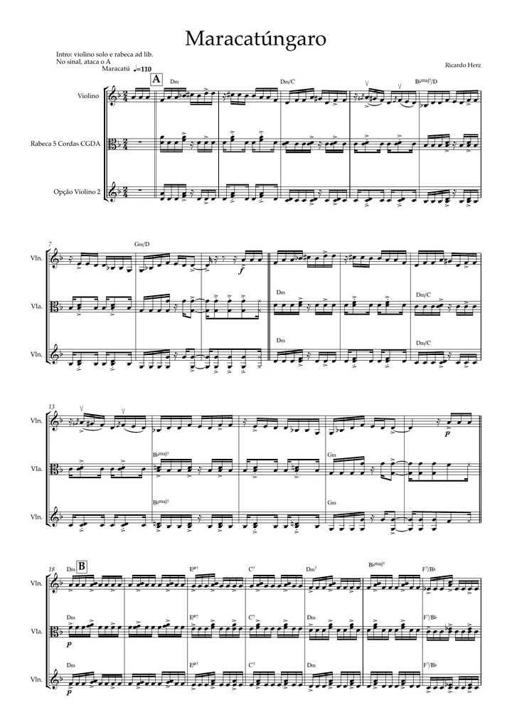 Primeira página da partitura Maracatúngaro