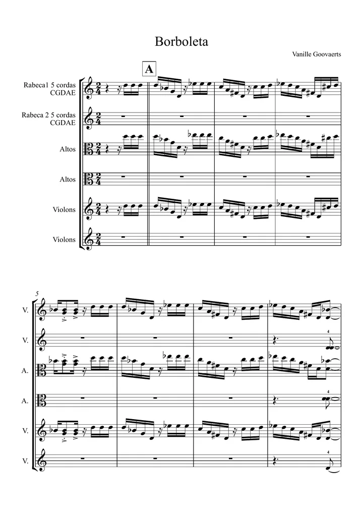 Primeira página da partitura Borboleta