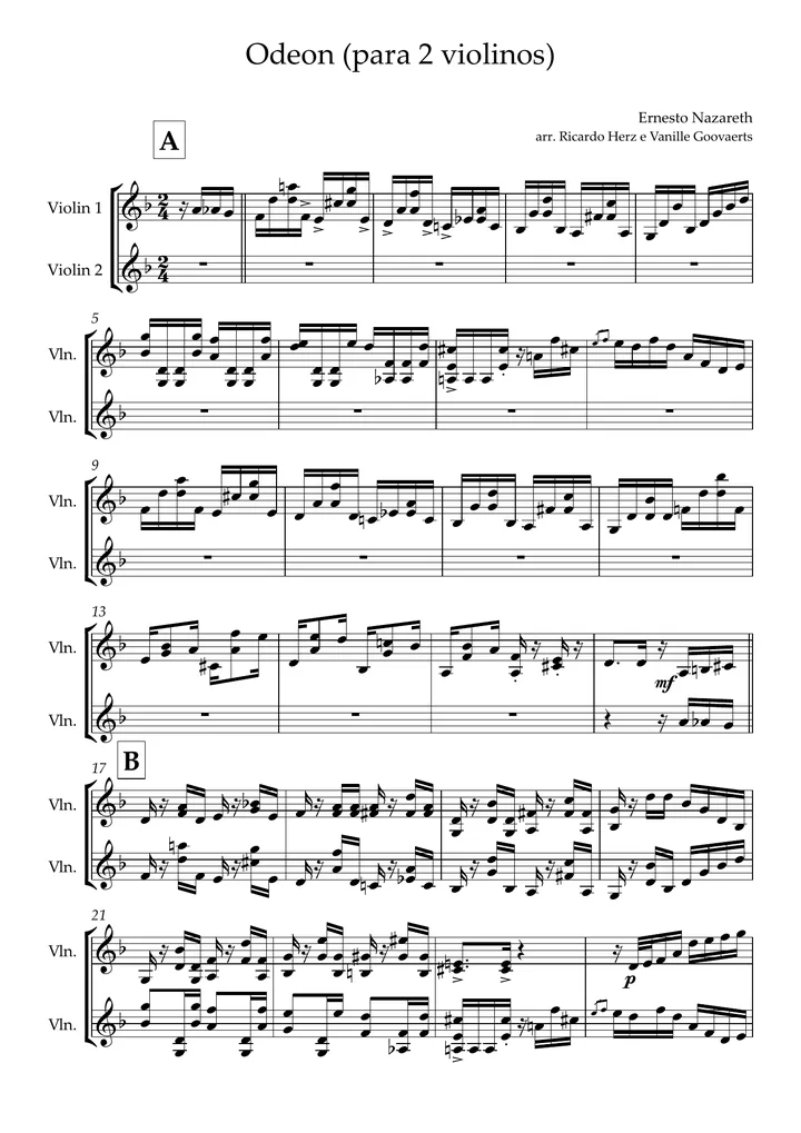 Primeira página da partitura Odeon