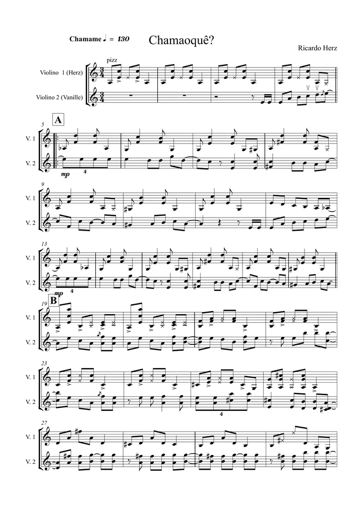 Primeira página da partitura Chama o Quê?