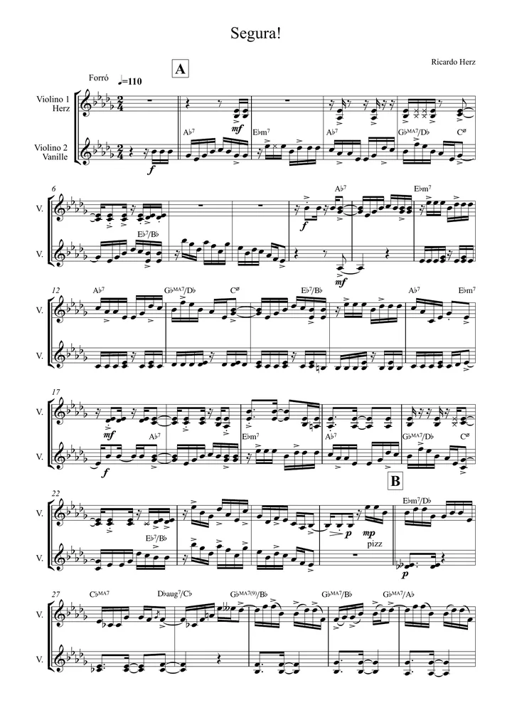 Primeira página da partitura Segura!