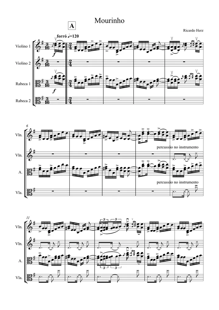 Primeira página da partitura Mourinho